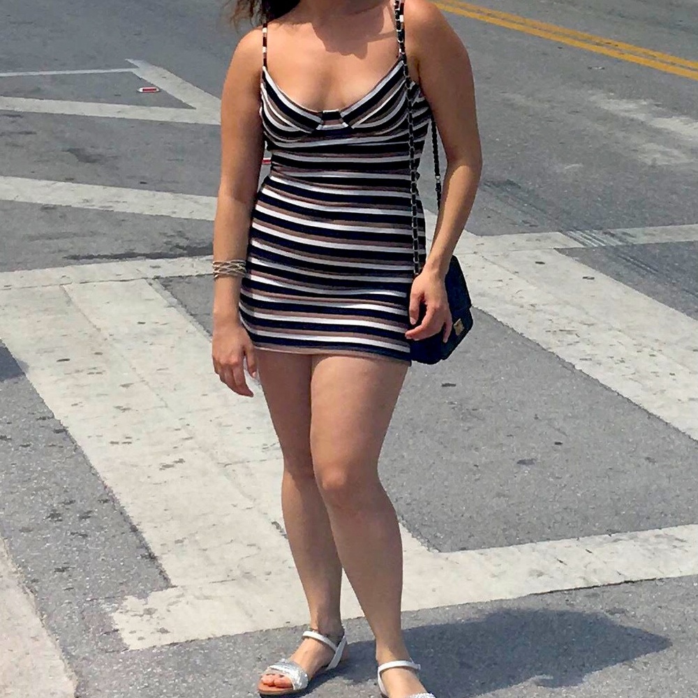 Mini Dress Open Back Multi Color Size Small Stretchy